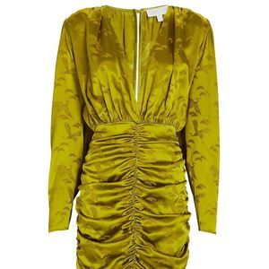 Ronny Kobo Michelle Silk Blend Jacquard Dress in Green, Size Medium